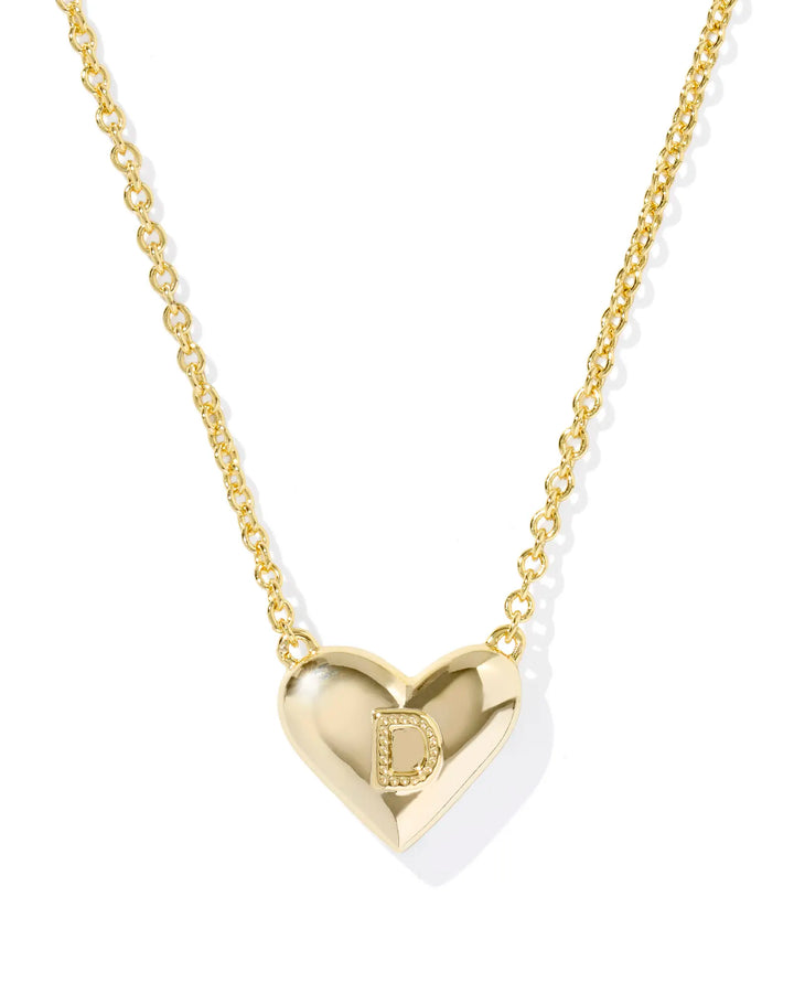 Kendra Scott | Ari Heart Initial Letter Gold Reversible Short Pendant Necklace in Ivory Mother-of-Pearl