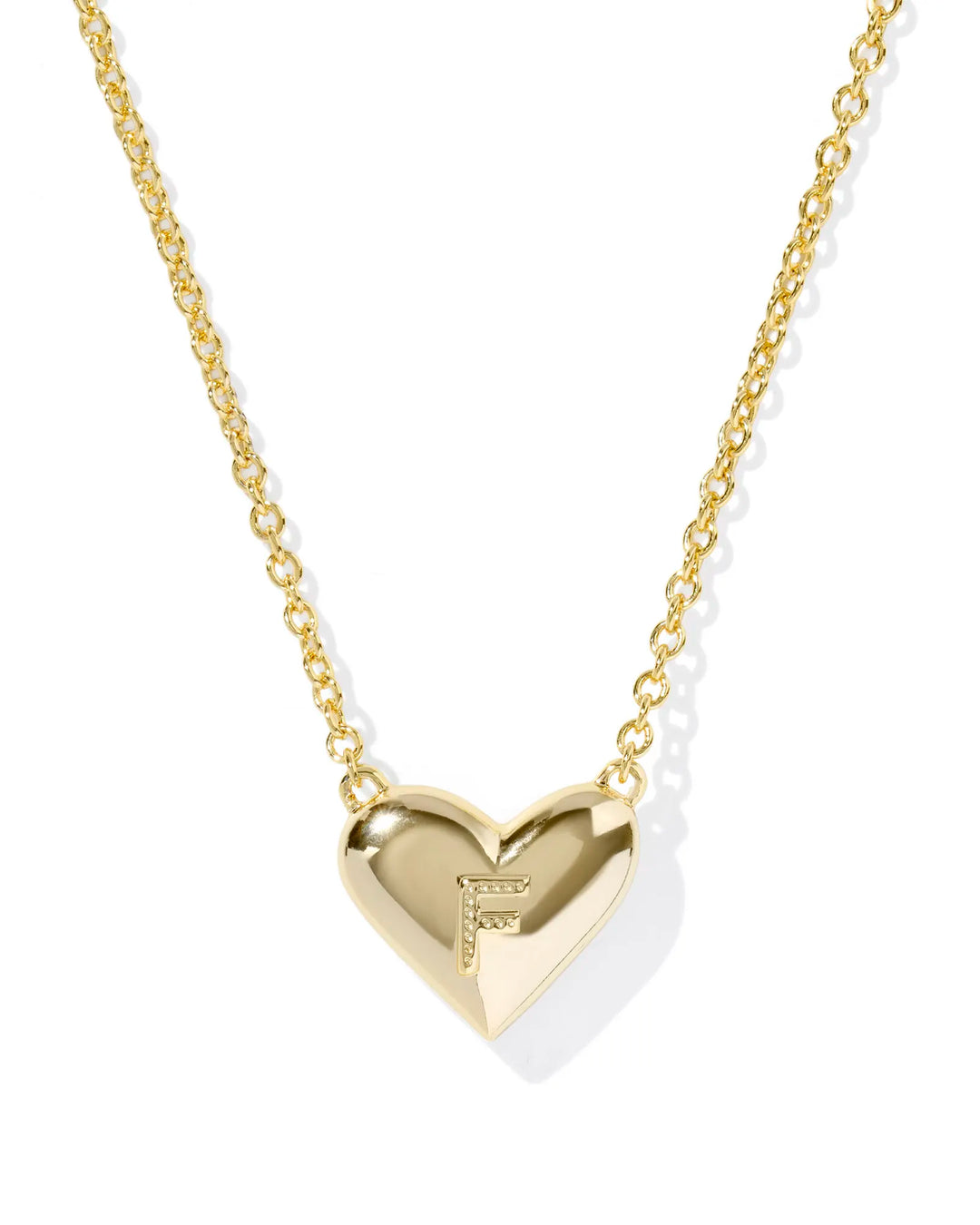 Kendra Scott | Ari Heart Initial Letter Gold Reversible Short Pendant Necklace in Ivory Mother-of-Pearl