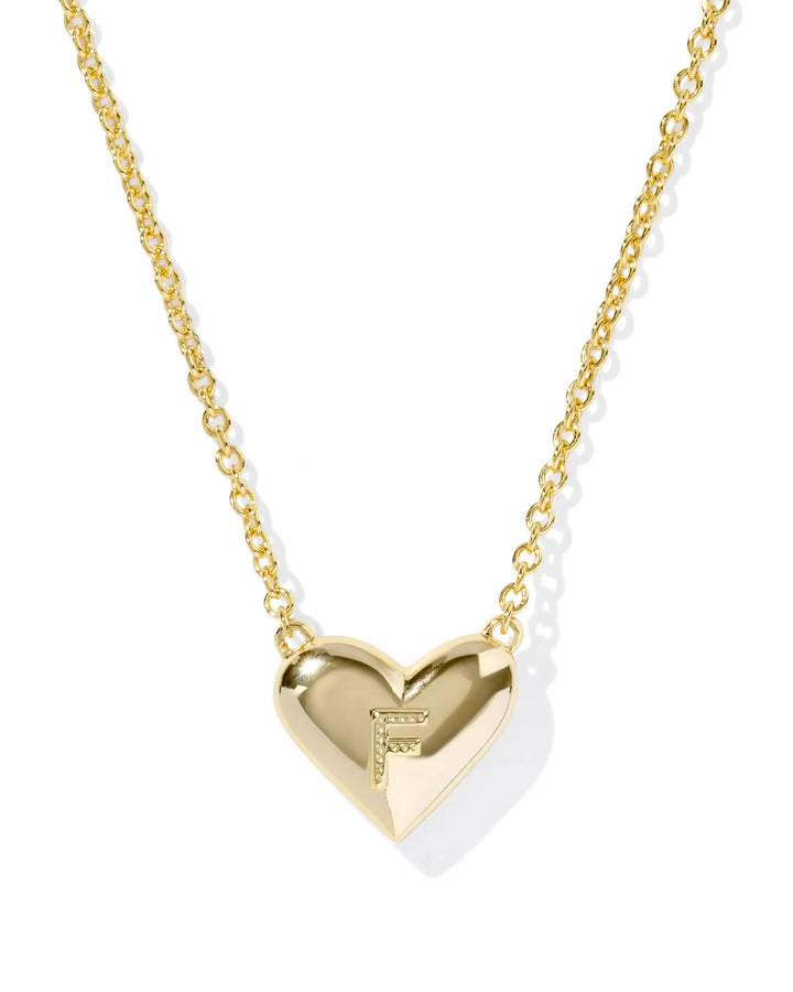 Kendra Scott | Ari Heart Initial Letter Gold Reversible Short Pendant Necklace in Ivory Mother-of-Pearl