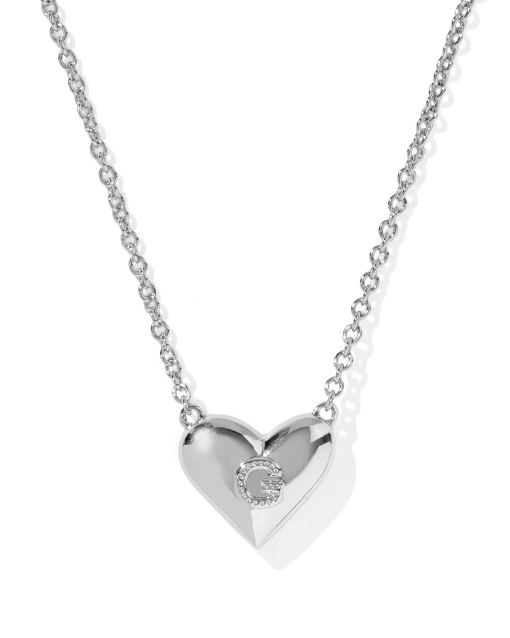 Kendra Scott | Ari Heart Initial Letter Silver Reversible Short Pendant Necklace in Ivory Mother-of-Pearl