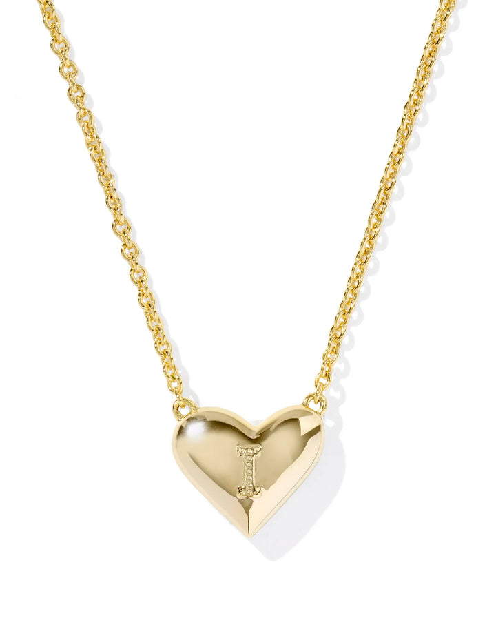 Kendra Scott | Ari Heart Initial Letter Gold Reversible Short Pendant Necklace in Ivory Mother-of-Pearl