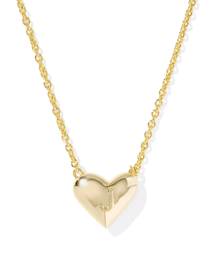 Kendra Scott | Ari Heart Initial Letter Gold Reversible Short Pendant Necklace in Ivory Mother-of-Pearl