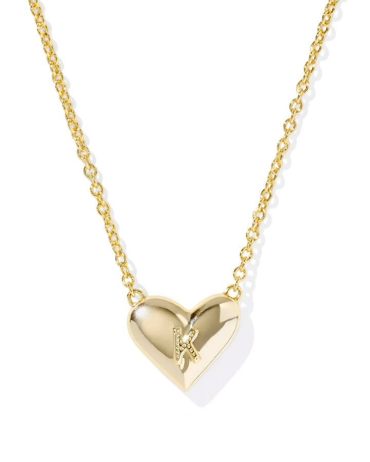 Kendra Scott | Ari Heart Initial Letter Gold Reversible Short Pendant Necklace in Ivory Mother-of-Pearl