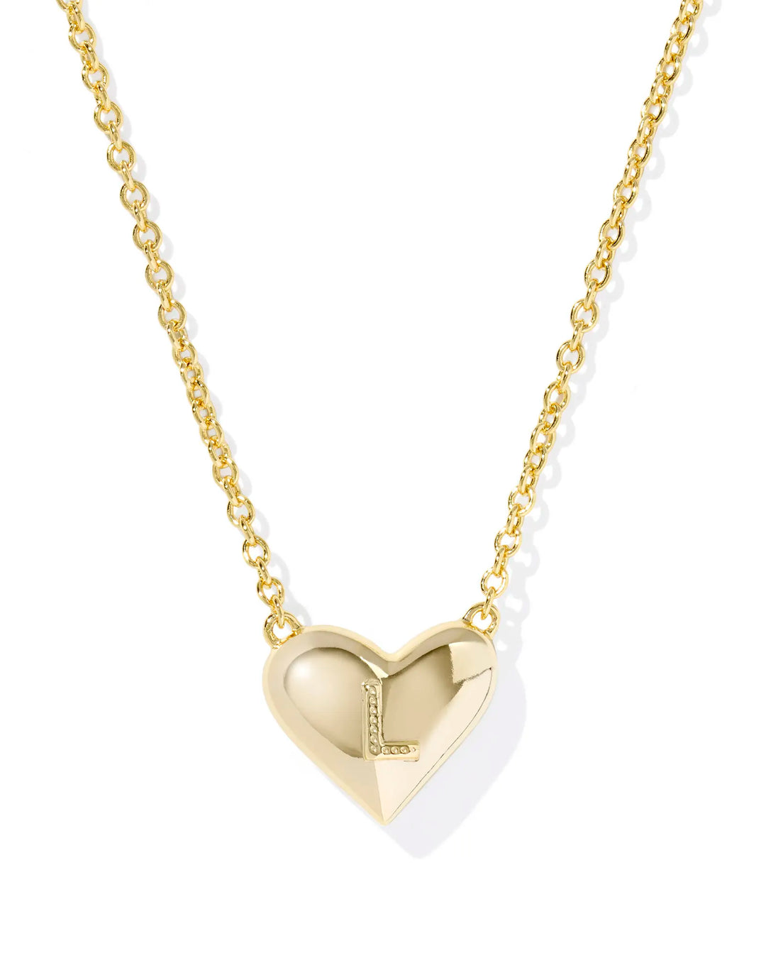 Kendra Scott | Ari Heart Initial Letter Gold Reversible Short Pendant Necklace in Ivory Mother-of-Pearl