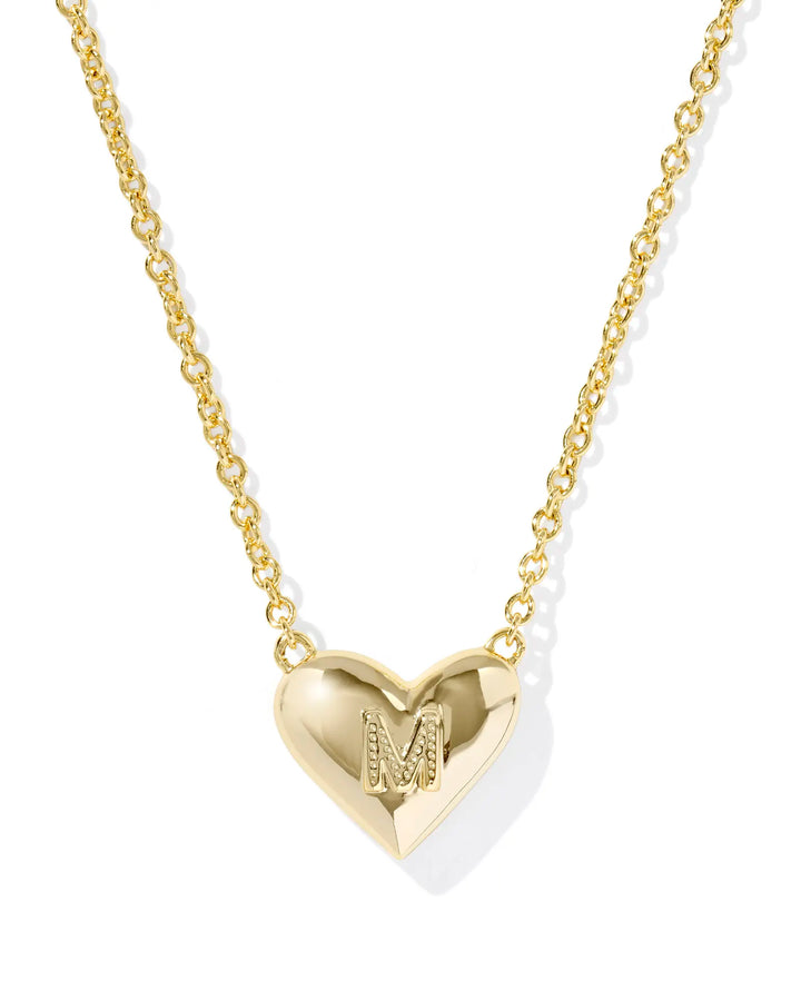 Kendra Scott | Ari Heart Initial Letter Gold Reversible Short Pendant Necklace in Ivory Mother-of-Pearl