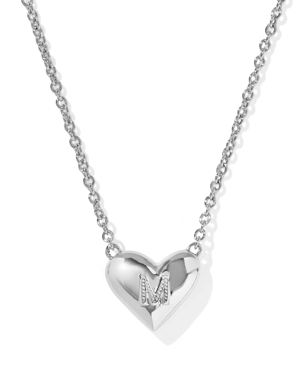 Kendra Scott | Ari Heart Initial Letter Silver Reversible Short Pendant Necklace in Ivory Mother-of-Pearl