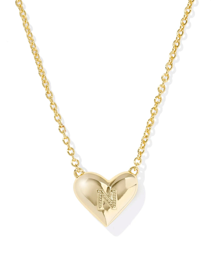 Kendra Scott | Ari Heart Initial Letter Gold Reversible Short Pendant Necklace in Ivory Mother-of-Pearl