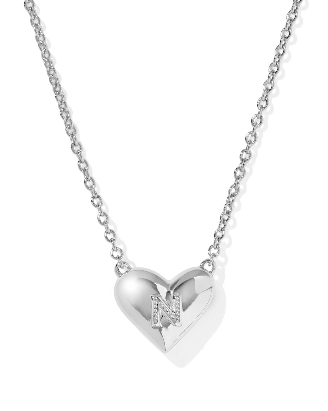 Kendra Scott | Ari Heart Initial Letter Silver Reversible Short Pendant Necklace in Ivory Mother-of-Pearl