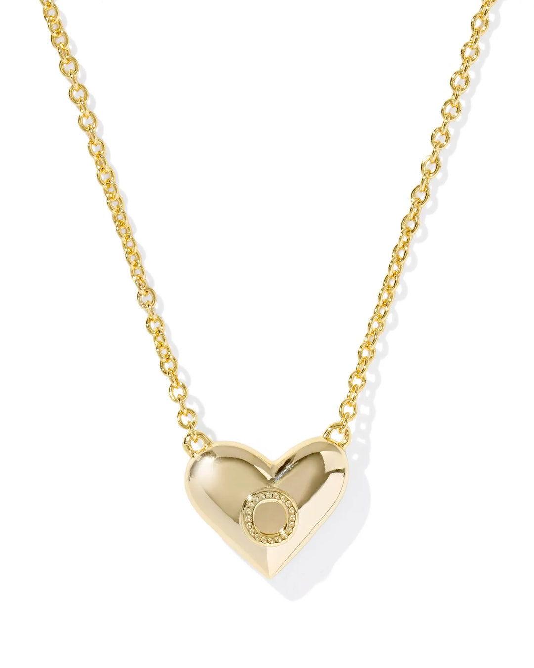 Kendra Scott | Ari Heart Initial Letter Gold Reversible Short Pendant Necklace in Ivory Mother-of-Pearl