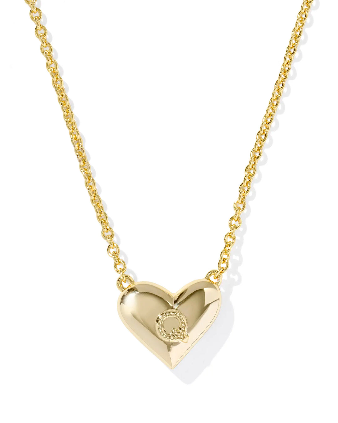 Kendra Scott | Ari Heart Initial Letter Gold Reversible Short Pendant Necklace in Ivory Mother-of-Pearl