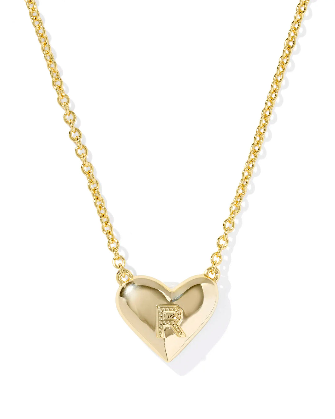 Kendra Scott | Ari Heart Initial Letter Gold Reversible Short Pendant Necklace in Ivory Mother-of-Pearl