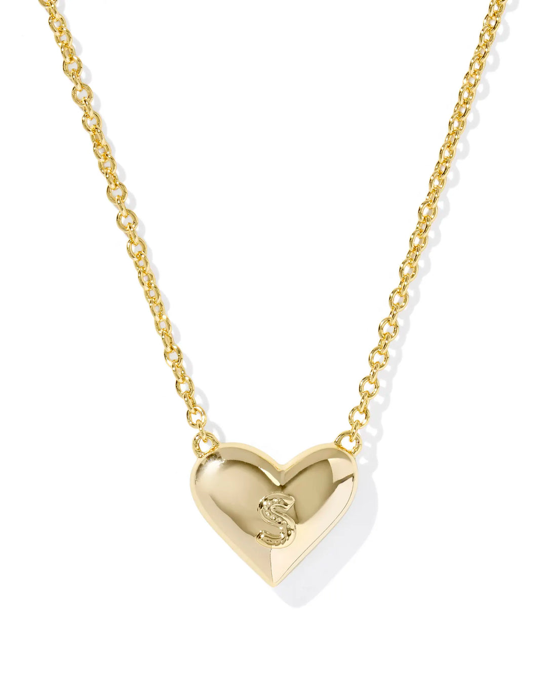 Kendra Scott | Ari Heart Initial Letter Gold Reversible Short Pendant Necklace in Ivory Mother-of-Pearl