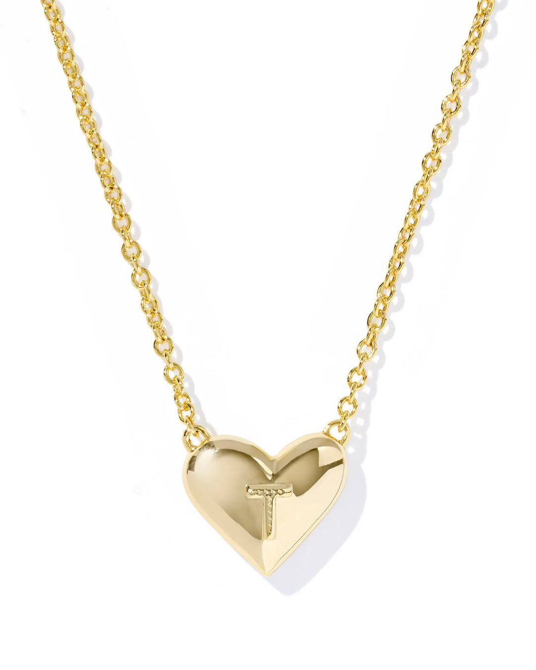 Kendra Scott | Ari Heart Initial Letter Gold Reversible Short Pendant Necklace in Ivory Mother-of-Pearl