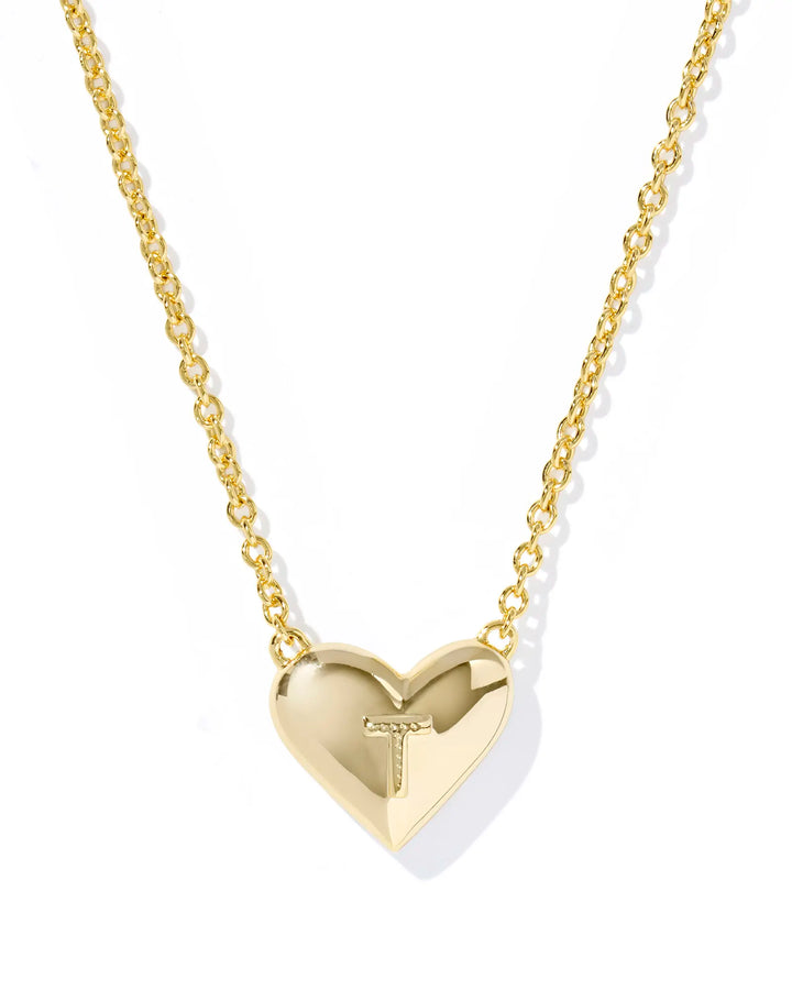 Kendra Scott | Ari Heart Initial Letter Gold Reversible Short Pendant Necklace in Ivory Mother-of-Pearl