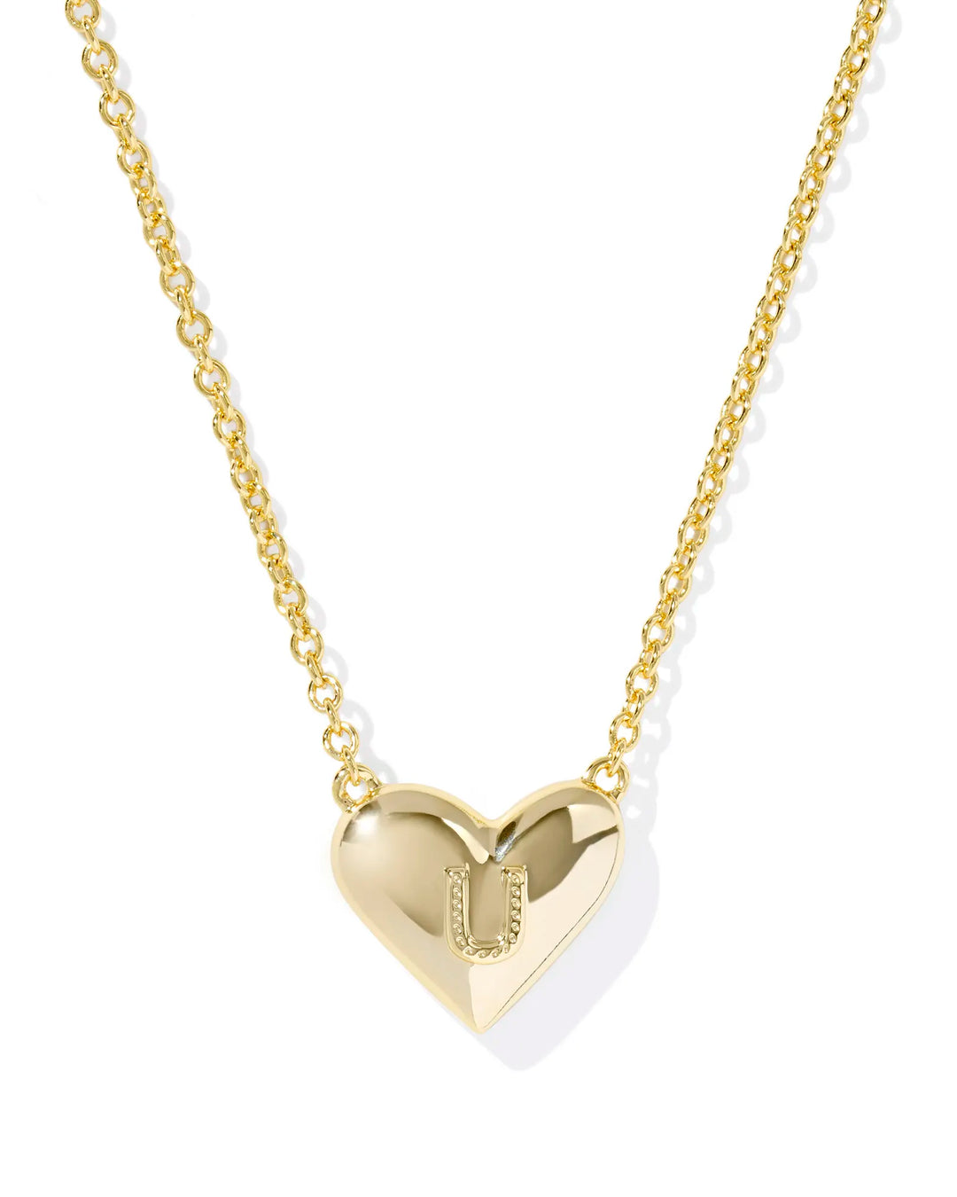 Kendra Scott | Ari Heart Initial Letter Gold Reversible Short Pendant Necklace in Ivory Mother-of-Pearl