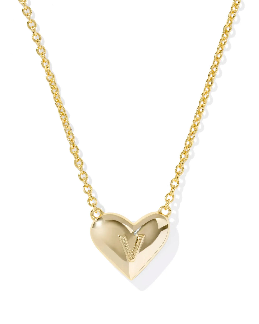 Kendra Scott | Ari Heart Initial Letter Gold Reversible Short Pendant Necklace in Ivory Mother-of-Pearl