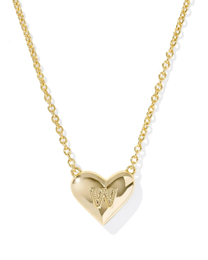 Kendra Scott | Ari Heart Initial Letter Gold Reversible Short Pendant Necklace in Ivory Mother-of-Pearl