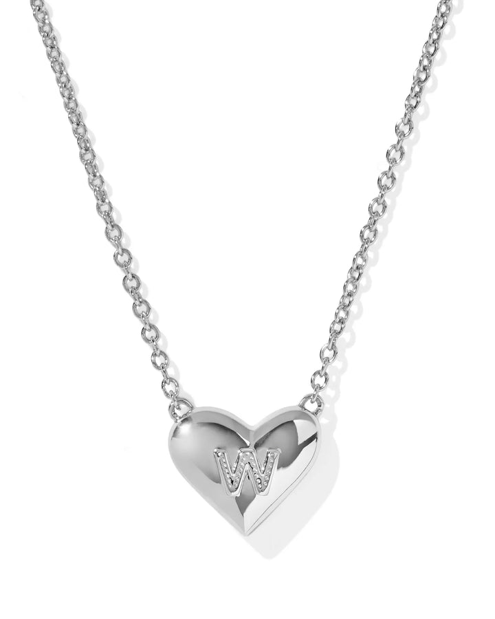 Kendra Scott | Ari Heart Initial Letter Silver Reversible Short Pendant Necklace in Ivory Mother-of-Pearl