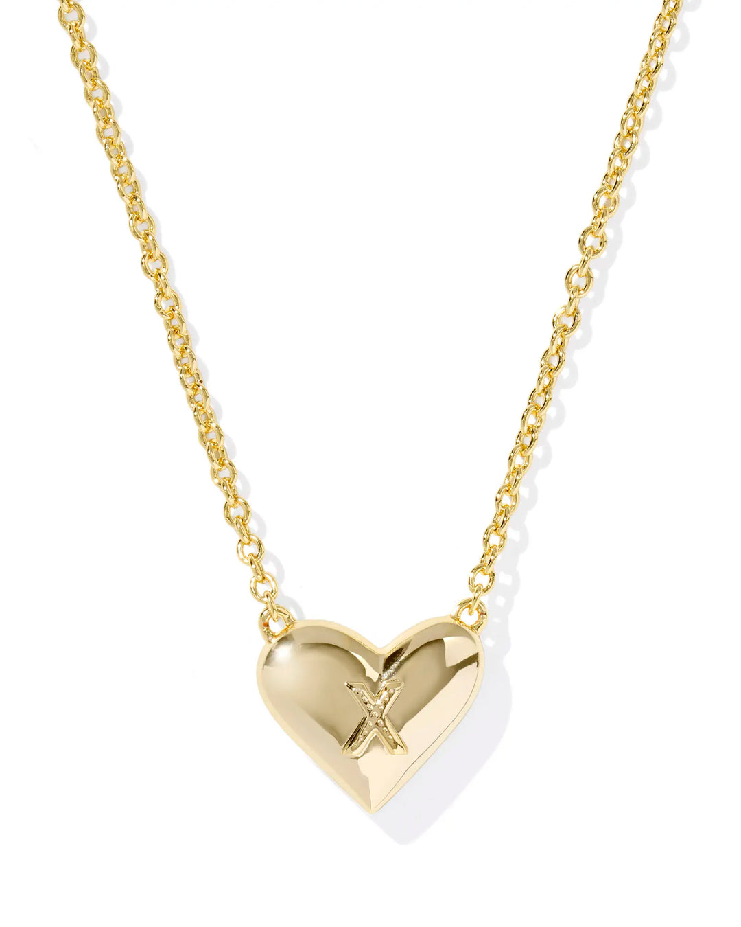 Kendra Scott | Ari Heart Initial Letter Gold Reversible Short Pendant Necklace in Ivory Mother-of-Pearl
