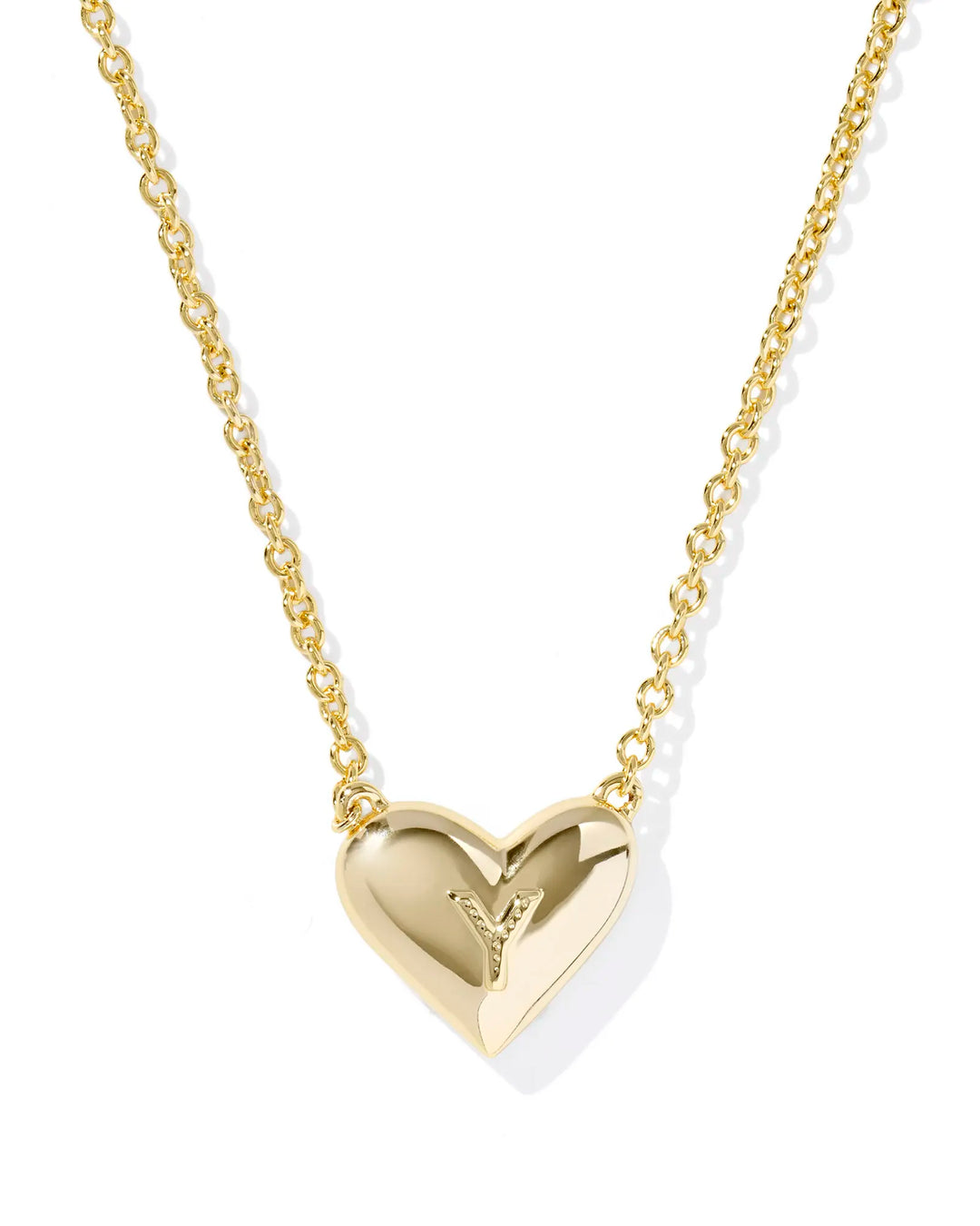 Kendra Scott | Ari Heart Initial Letter Gold Reversible Short Pendant Necklace in Ivory Mother-of-Pearl