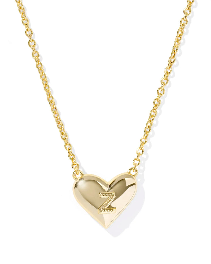 Kendra Scott | Ari Heart Initial Letter Gold Reversible Short Pendant Necklace in Ivory Mother-of-Pearl