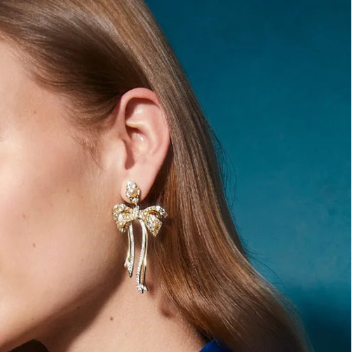 Kendra Scott | Krista Gold Bow Statement Earrings in White Mix