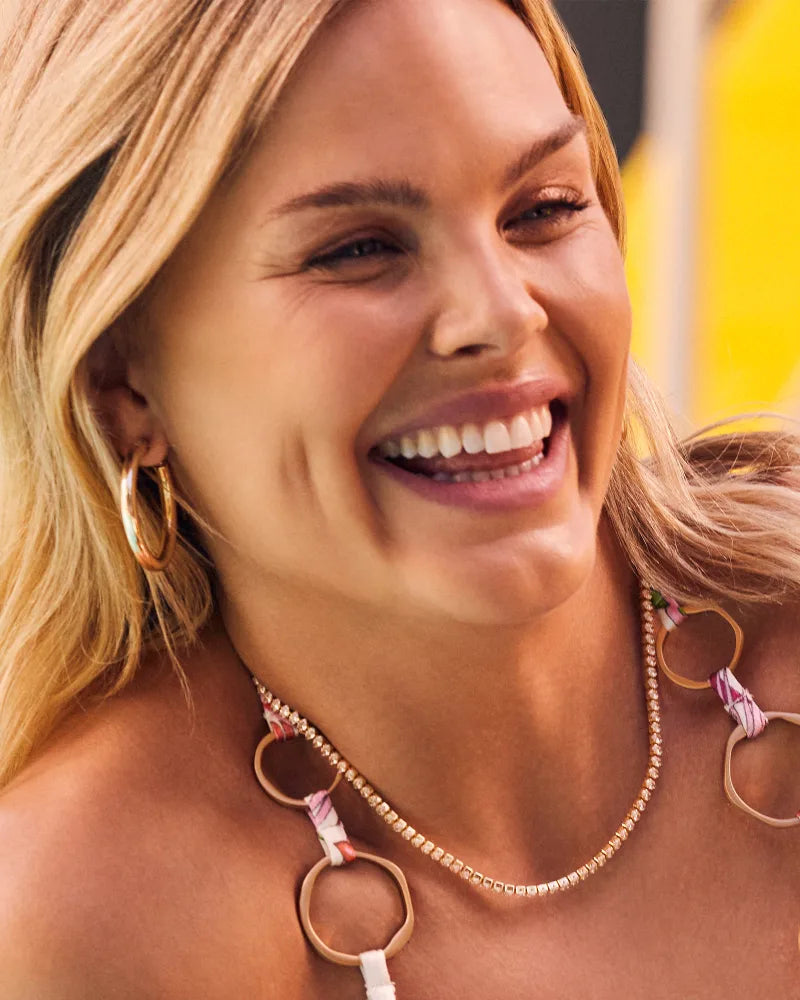 Kendra Scott | Larsan Gold Tennis Necklace in White Crystal - Giddy Up Glamour Boutique