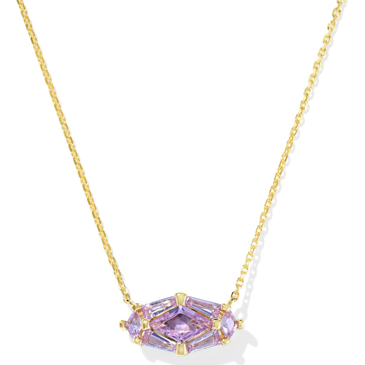 Kendra Scott | Lindy Rae Elisa Gold Short Pendant Necklace in Violet Crystal