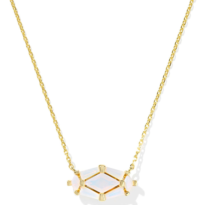 Kendra Scott | Lindy Rae Elisa Gold Short Pendant Necklace in White Opalite Crystal