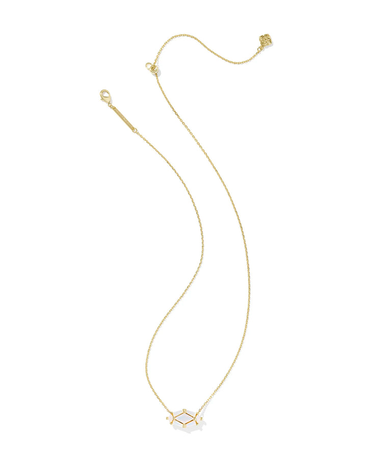Kendra Scott | Lindy Rae Elisa Gold Short Pendant Necklace in White Opalite Crystal