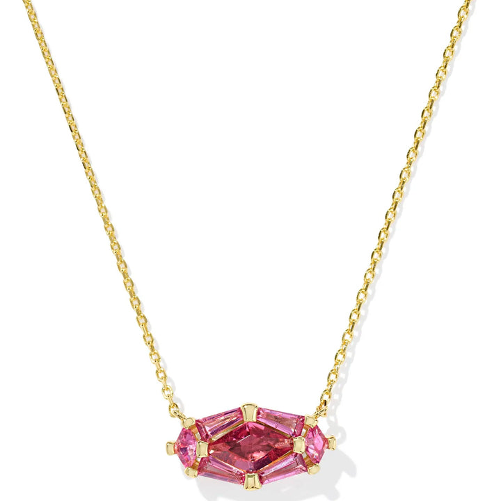 Kendra Scott | Lindy Rae Elisa Gold Short Pendant Necklace in Pink Crystal