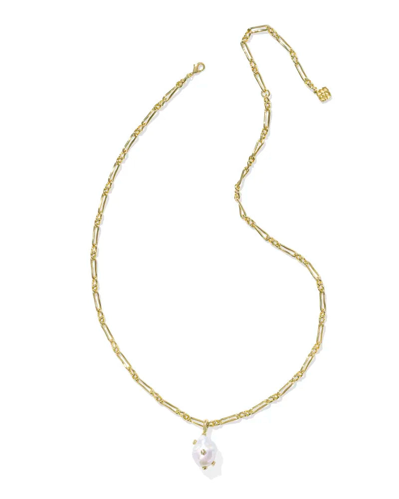 Kendra Scott | Melody Gold Small Long Pendant Necklace in Freshwater Cultured Pearl
