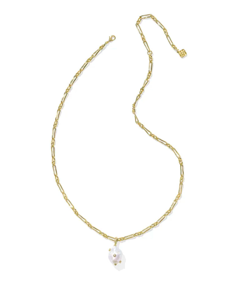 Kendra Scott | Melody Gold Small Long Pendant Necklace in Freshwater Cultured Pearl