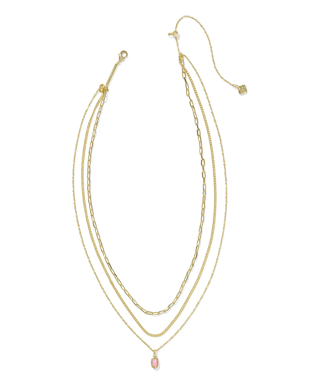 Kendra Scott | Mini Elisa Gold Triple Strand Necklace in Carnation Kyocera Opal
