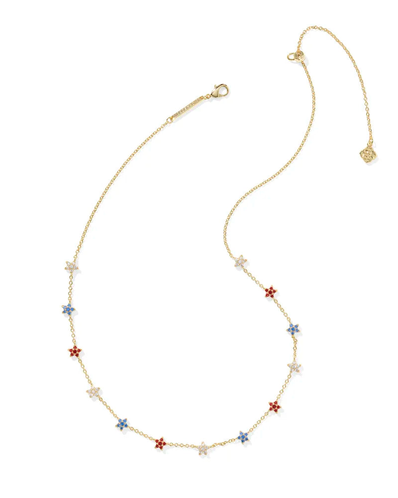 Kendra Scott | Sierra Star Gold Crystal Strand Necklace in Red, White and Blue