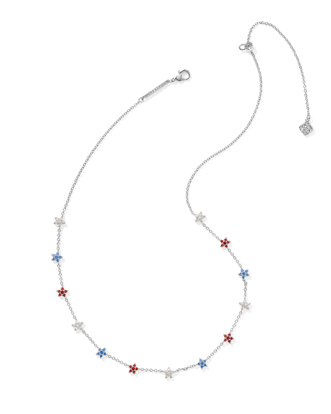 Kendra Scott | Sierra Star Silver Crystal Strand Necklace in Red, White and Blue