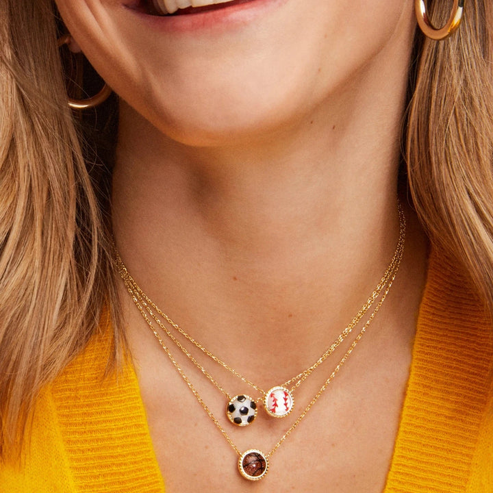 Kendra Scott | Baseball Gold Short Pendant Necklace in Ivory Mother-of-Pearl - Giddy Up Glamour Boutique