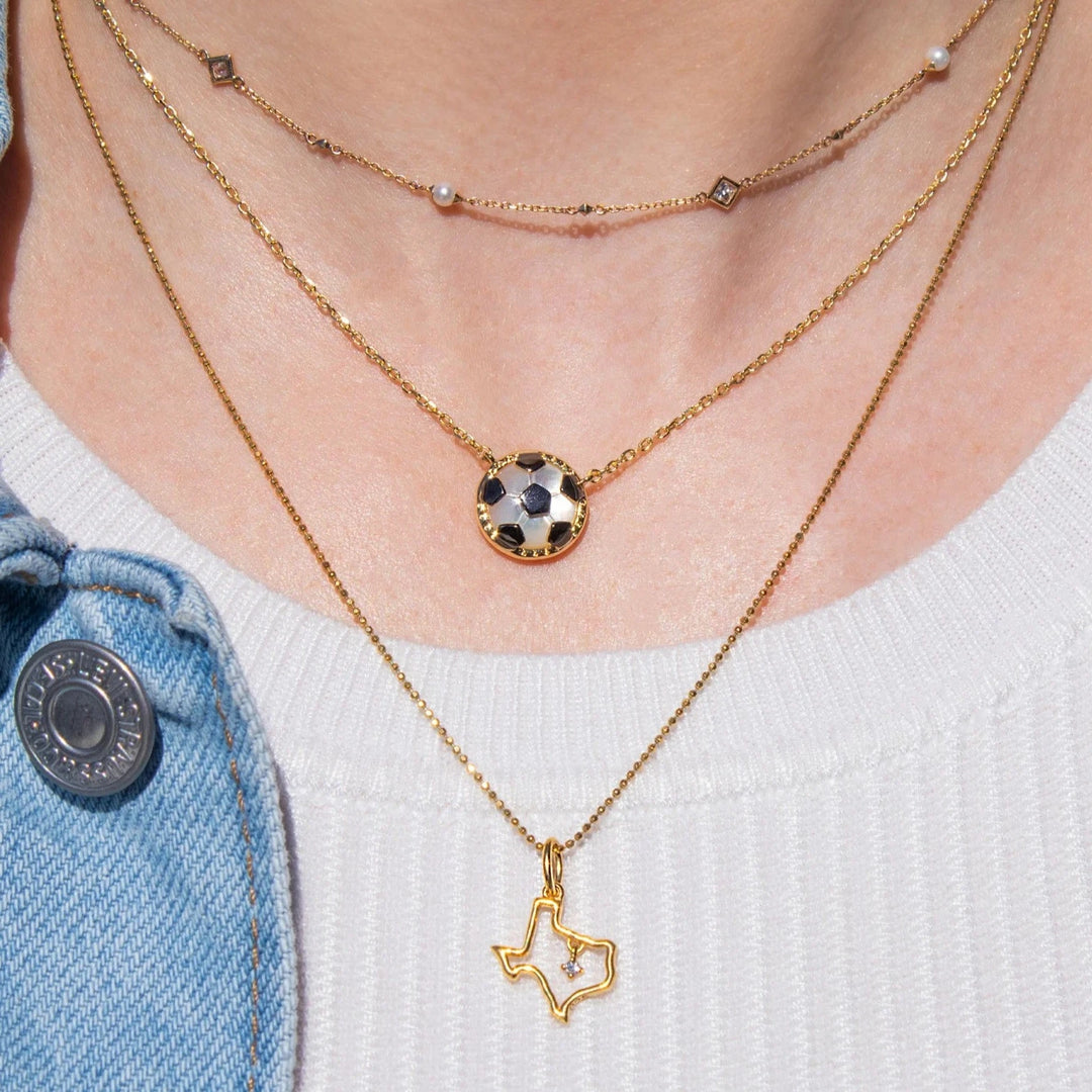 Kendra Scott | Soccer Gold Short Pendant Necklace in Ivory Mother-of-Pearl - Giddy Up Glamour Boutique