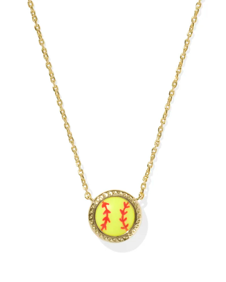 Kendra Scott | Softball Gold Short Pendant Necklace in Chartreuse Magnesite