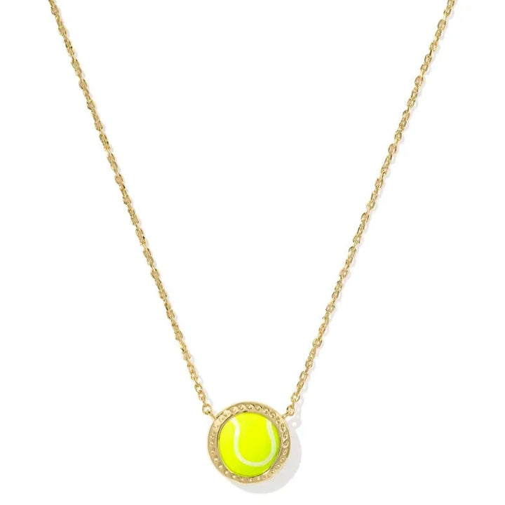 Kendra Scott | Tennis Gold Short Pendant Necklace in Chartreuse Magnesite