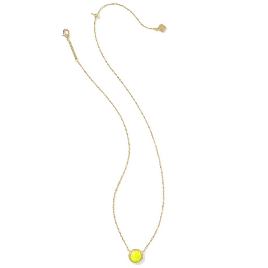 Kendra Scott | Tennis Gold Short Pendant Necklace in Chartreuse Magnesite