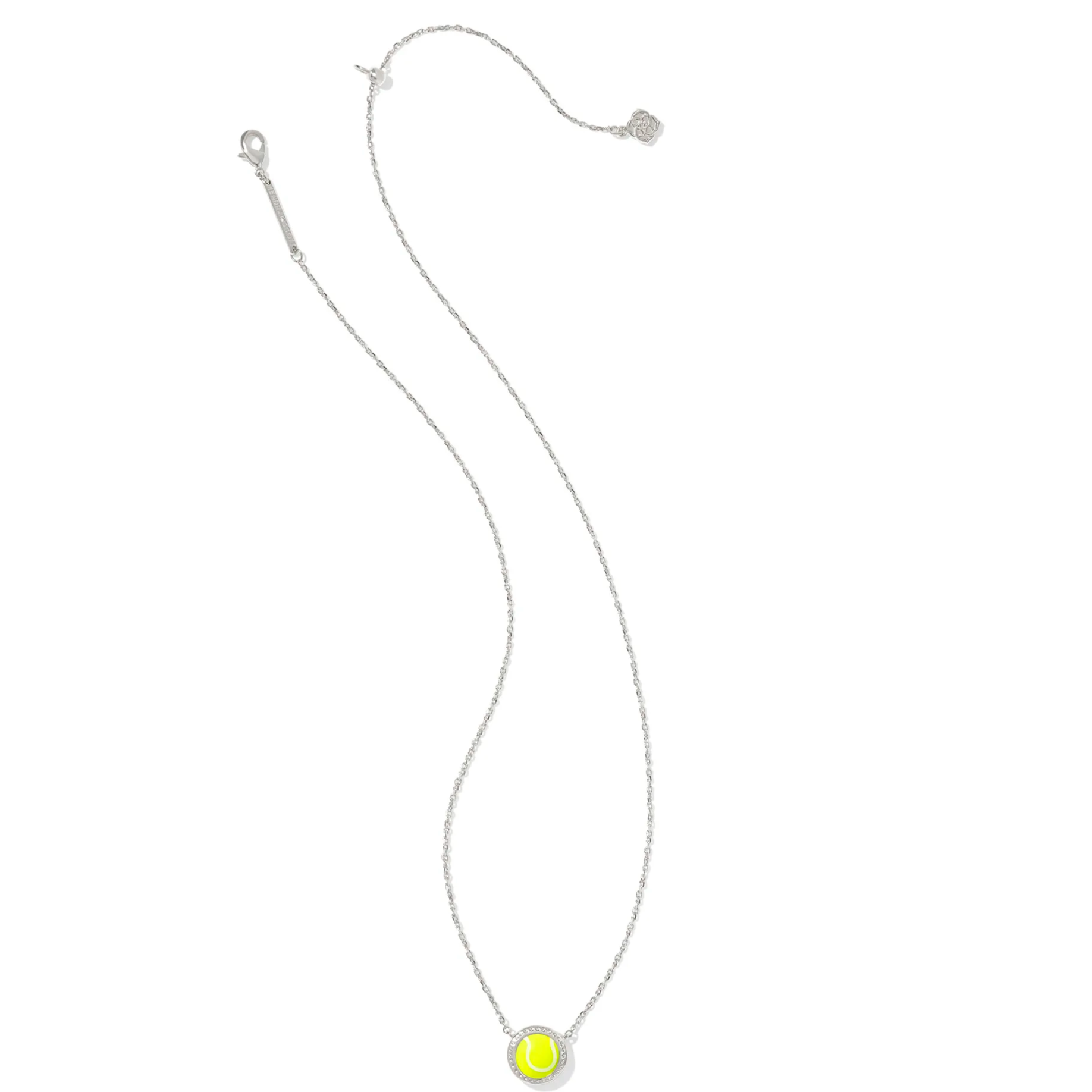 Kendra Scott | Tennis Silver Short Pendant Necklace in Chartreuse Magnesite