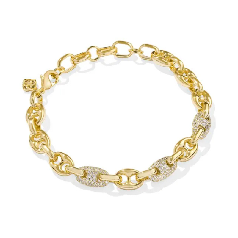 Kendra Scott | Bailey Gold Pave Chain Bracelet in White Crystal