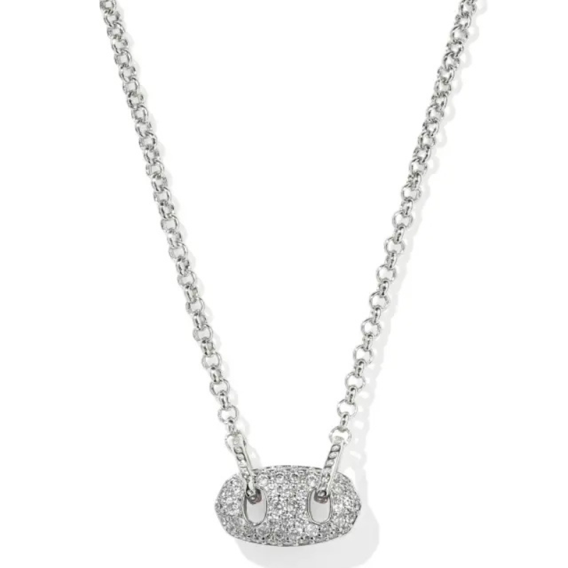 Kendra Scott | Bailey Pave Pendant Silver Necklace in White Crystal