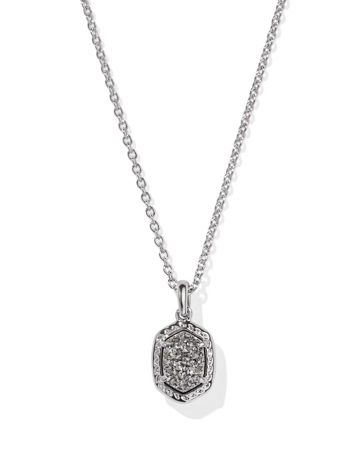 Kendra Scott | Daphne Pave Frame Short Silver Pendant Necklace in Platinum Drusy