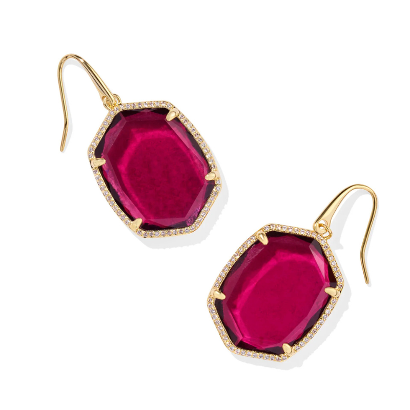 Kendra Scott | Daphne Pave Frame Gold Drop Earrings in Berry Mica