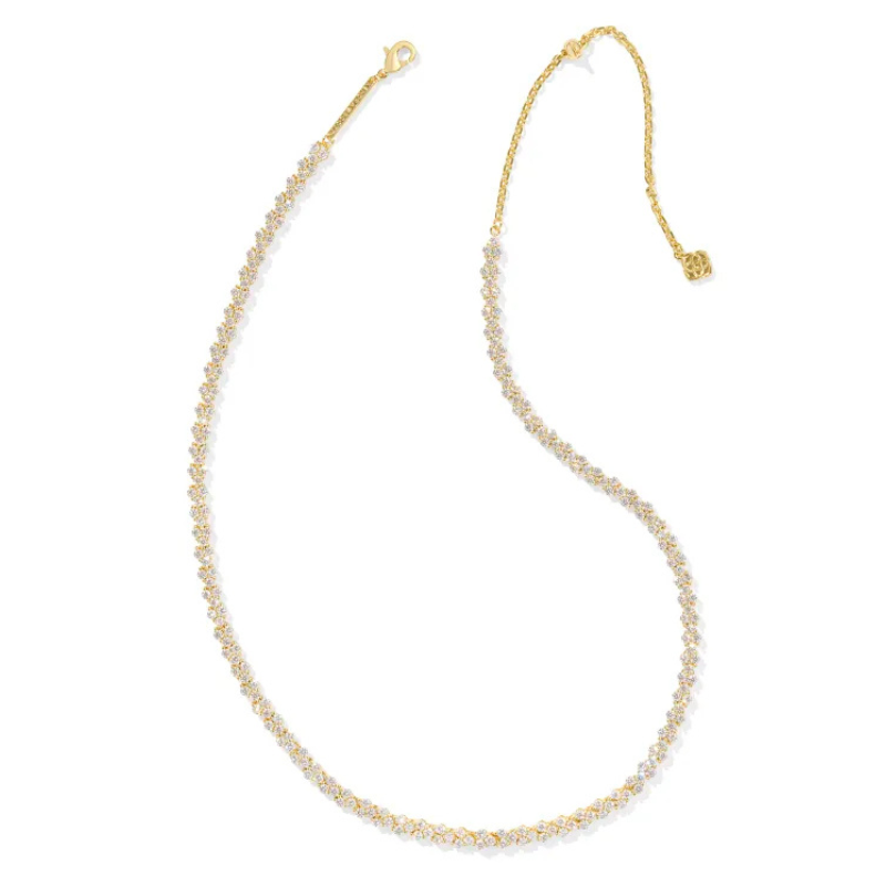 Kendra Scott | Emery Gold Tennis Necklace in White Crystal