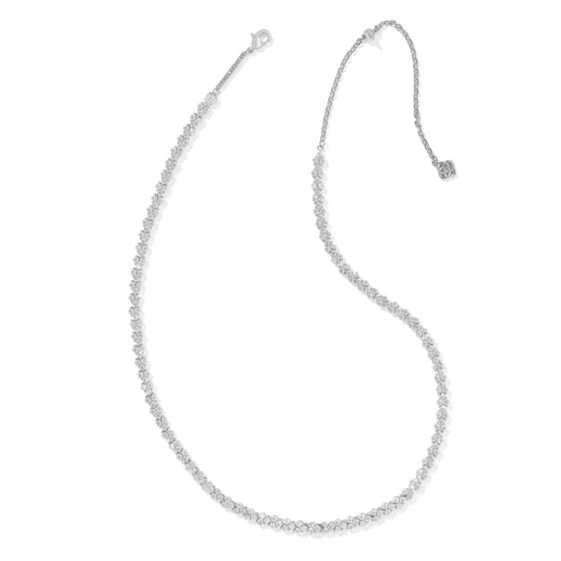 Kendra Scott | Emery Silver Tennis Necklace in White Crystal