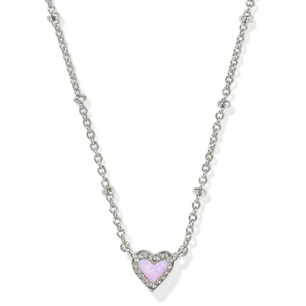 Kendra Scott | Mini Ari Heart Silver Short Pendant Satellite