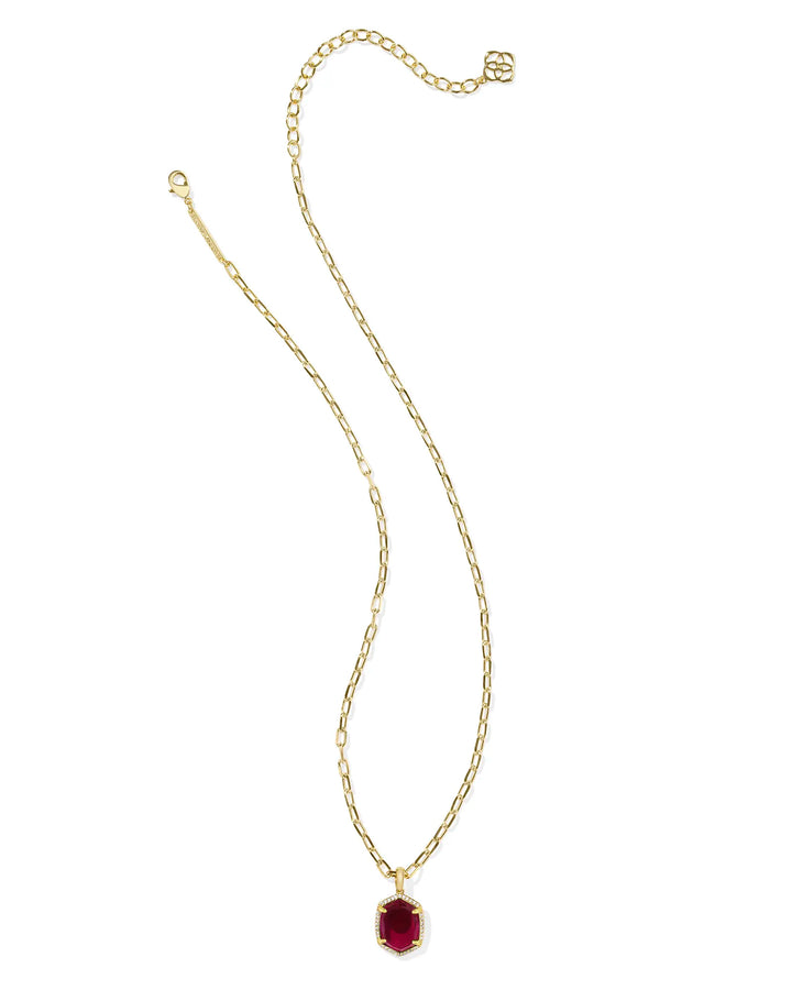 Kendra Scott | Daphne Pave Frame Pendant Gold Necklace in Berry Mica